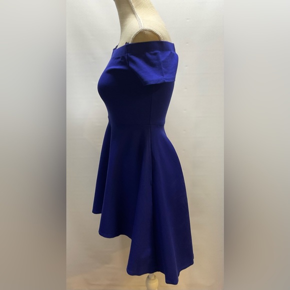 Windsor Womens Off The Shoulder Short Sleeve High Low Cocktail Skater Dress - Picture 5 of 11